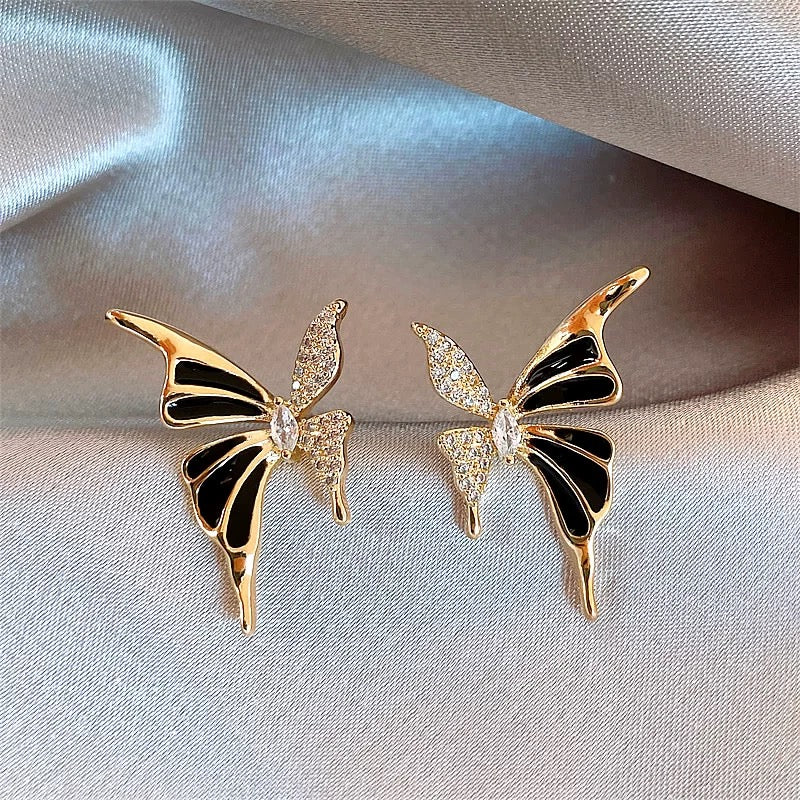 Petite Butterfly Stud Earrings with Zircon Inlay - Dainty Romantic Gift for Her